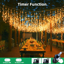 Carica l&#39;immagine nel visualizzatore di Gallery, LEDYA Luci di Natale da Esterno, 9M 240 LED Tenda Luminosa Natale con Timer/8 modalità, IP44 Impermeabili, Luci Natale Esterno Cascata Decorazioni per Balcone, Natale, Matrimoni, Feste