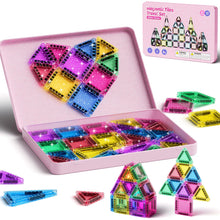 Carica l'immagine nel visualizzatore di Gallery, Set di 42 piastrelle magnetiche da viaggio con glitter da viaggio, per bambini, menta, piastrelle magnetiche con base in