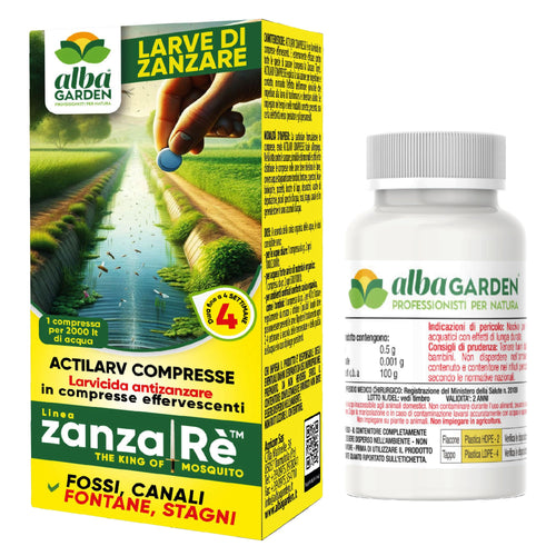 Albagarden Actilarv Compresse - Larvicida Zanzare Pastiglie - Insetticida Zanzare Giardino Da Esterno Per Disinfestazione Di Pozzetti, Accumuli Di Acqua E Stagni - Trattamento Antizanzare X 40 Gr