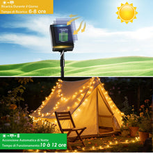 Carica l'immagine nel visualizzatore di Gallery, Luci Solari Esterno 2 Pacchi, 15+2M 150LED Catena Luminosa Esterno Solare IP65 Impermeabili 8 Modalità Bianco Caldo Filo