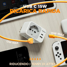 Carica l'immagine nel visualizzatore di Gallery, TESSAN Multipresa 2 USB, 2 Prese IT e 1 Schuko, Multipresa da Parete, 10A