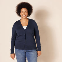 Carica l'immagine nel visualizzatore di Gallery, Amazon Essentials Cardigan Leggero Girocollo (Disponibile in Taglie Forti) Donna, Blu Marino, L