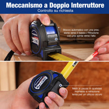 Carica l'immagine nel visualizzatore di Gallery, WORKPRO Nastro Metrico da 5m, Metro a Nastro Retrattile professionale ad alta precisione con gancio magnetico e nastro l