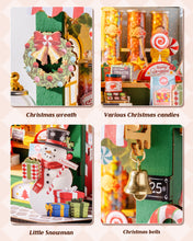 Carica l'immagine nel visualizzatore di Gallery, ROBOTIME Kit Casa delle Bambole in Miniatura DIY-Casa di Dolci di Natale, Kit Modello in Legno con Luci LED, Modellismo da Costruire Adulti, Decorazione per la Casa e Regalo di Natale