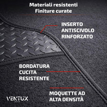 Carica l'immagine nel visualizzatore di Gallery, Set 4 Tappetini Auto Universali in Moquette Antiscivolo || Colore Nero || Anteriori e Posteriori || Protezione Interni A