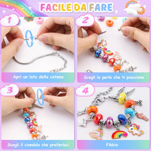 Carica l'immagine nel visualizzatore di Gallery, Tomylv Kit Braccialetti Fai Da Te Bambina, Regalo Bambina, Arcobaleno, Kit Gioielli Creativi, Regali Di Compleanno, Giocattoli per Bambini 5-12 Anni