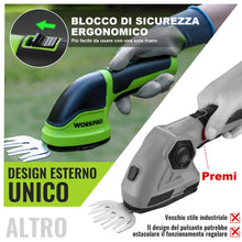 Carica l'immagine nel visualizzatore di Gallery, WORKPRO Forbici a Batteria 2 in 1, 3,6 V Cesoia Elettrica a Batteria al Litio 2 Ah, Il Tagliasiepi per Larghezza di Tagl