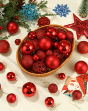 Carica l'immagine nel visualizzatore di Gallery, Palline di Natale Rosse, 105 Palline Natale Infrangibili Con Gancio Palle di Natale Diametro 3/4/6 cm, Decorazioni Albero di Natale con 4 Decorazioni con Fiocchi di Neve, 5 Cartoline di Natale