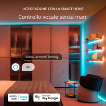 Carica l'immagine nel visualizzatore di Gallery, Twinkly Line Starter Kit 1.5m, Striscia LED Multicolore Magnetica e Adesiva, Kit con Controller Intelligente, Compatibil