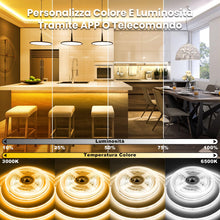 Carica l'immagine nel visualizzatore di Gallery, Gliztech 5M Striscia LED COB Bianca Compatibile con Bluetooth, da 3000k a 6500k Striscia Led 24V Dimmerabile, lluminazio
