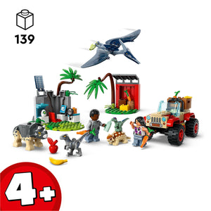 LEGO - Jurassic World Centro di Soccorso dei Baby Dinosauri, Giocattolo per Bambini e Bambine da 4 Anni in su, Set con Mini Triceratopo, Anchilosauro e Velociraptor, Regalo Amanti degli Animali 76963