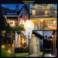 Carica l'immagine nel visualizzatore di Gallery, lampadina sensore di movimento E27 9W Bianco caldo 2700K Auto On/Off lampadine con sensore crepuscolare 3 Pezzis