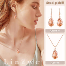 Carica l'immagine nel visualizzatore di Gallery, Linawe Set di gioielli gialli per donna, set di orecchini da donna in oro rosa, orecchini a catena da appendere, gioielli da sposa, gioielli di moda