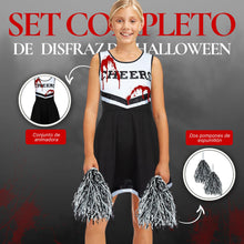 Carica l'immagine nel visualizzatore di Gallery, Vestiti Halloween Bambina Cheerleader Zombie, Vestito e Pon Pon, 7-12 anni