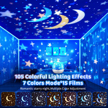 Carica l'immagine nel visualizzatore di Gallery, One Fire Proiettore Stelle Soffitto Bambini, 15 Films Luce Notturna Bambini, Bluetooth Musica 360° Lampada Proiettore Bambini, USB Ricaricabile Proiettore Soffitto Regalo Bambini Decorazioni Camera