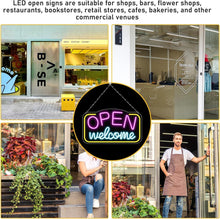 Carica l'immagine nel visualizzatore di Gallery, BYZESTY Segnale Neon Open Welcome, 42 x 23 cm, Insegne Luminose Colorate, Neon LED Open con USB, Regolabile, Acrilico, P