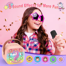 Carica l&#39;immagine nel visualizzatore di Gallery, Dislocati Karaoke per Bambini con 2 Microfono Wireless Karaoke, Regalo Bambina 3-12 Anni Microfono Bluetooth Bambini Giochi Bambina 3-12 Anni Canta Tu Karaoke Bambini Unicorno Bambina Regalo