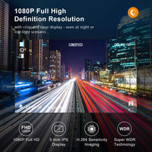 Carica l'immagine nel visualizzatore di Gallery, Dash Cam Auto con 32G SD, BOOGIIO 1080P FHD Dash Cam Schermo IPS da 3 Pollici Grandangolo 170° Dashcam con WDR, G-Sensor, Monitoraggio del Parcheggio, Registrazione in Loop, Rilevamento del Movimento