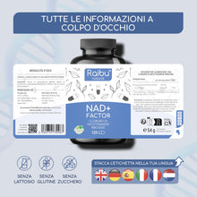 Carica l'immagine nel visualizzatore di Gallery, NAD+ Integratore - 300 mg di Nicotinamide Riboside per capsula, Fornitura 4 Mesi - NAD Booster - Energia e Riduzione del