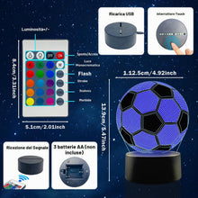 Carica l'immagine nel visualizzatore di Gallery, Lampada da notte a LED 3D, Calcio Lampada Notturna 3D Visiva