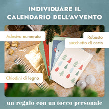 Carica l'immagine nel visualizzatore di Gallery, Amari® Calendario dell'Avvento da riempire Pastell Mix - 24 Sacchetti di Carta (con Chiodi di Legno) da Realizzare per Natale - Sacchetti di Carta con Adesivi numerici