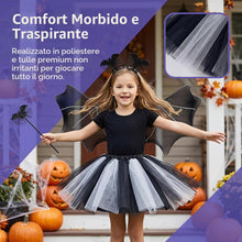 Carica l'immagine nel visualizzatore di Gallery, Costume da pipistrello di Halloween per bambini, 4 pezzi, con cerchietto, ali e tutù, ideale per bambine da 3 a 10 anni,