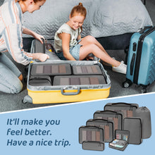 Carica l&#39;immagine nel visualizzatore di Gallery, Organizer Valigie - 8 Pezzi Organizzatori Valigia Viaggio Salvaspazio - Set Organizer da Viaggio - Packing Cubes for Travel - Divisori Valigia per Vestiti, Scarpe, Cosmetici, Grigio