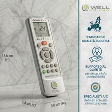Carica l'immagine nel visualizzatore di Gallery, Wellclima Double E.S Telecomando Universale per Condizionatori Climatizzatori, Progettazione Italiana, Compatibile con 1