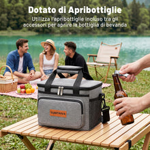 Carica l'immagine nel visualizzatore di Gallery, Borsa Frigo 12L con Tracolla,Piccola e Pieghevole,Impermeabile, Grigo