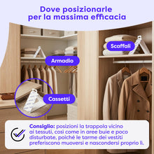 Carica l'immagine nel visualizzatore di Gallery, Wolkenfeld Antitarme per Armadi Vestiti con Feromoni – 8 Trappole Adesive per Tarme dei Tessuti, Lana e Cashmere – Salva