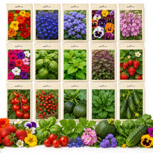 Carica l'immagine nel visualizzatore di Gallery, Nojus - Set di semi per giardino da terrazza - 15 varietà - Semi di fiori, erbe aromatiche e ortaggi per balconi, terraz