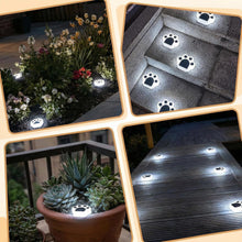 Carica l'immagine nel visualizzatore di Gallery, Fohil Luci solari da giardino per esterni, confezione da 4 luci solari per recinzione, stampa zampe, decorazioni imperme