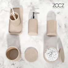 Carica l'immagine nel visualizzatore di Gallery, ZCCZ Set Bagno Accessori Completo 6 pezzi - Kit con Dispenser Sapone, Porta Spazzolino, Supporti Qtip, Bicchiere e Vassoio Vanità - Accessori Moderni per Bagno Elegante - Beige
