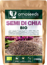 Carica l'immagine nel visualizzatore di Gallery, Semi di Chia Bio 1KG | Proteine, Salute Cardiovascolare | 100% Biologici, Senza Glutine, Qualità Superiore