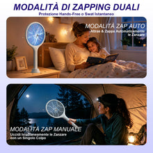 Carica l'immagine nel visualizzatore di Gallery, Toolviann Racchetta Zanzare Elettrica 4000V 1800mAh con USB C 2 in 1, Protezione Maglia a 3 Strati Adatto per Casa Giardino Campeggio Interni ed Esterni Bianco