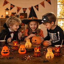 Carica l'immagine nel visualizzatore di Gallery, Candele LED Halloween set 9 pezzi, zucca, albero e mano di mostro