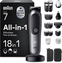 Carica l'immagine nel visualizzatore di Gallery, Braun Rasoio Elettrico Barba e Capelli Serie 7, Accessori AIO7585 Grigio