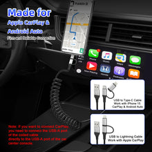 Carica l'immagine nel visualizzatore di Gallery, Cavo iPhone Spirale Compatibile con Apple Carplay e Android Auto [Certificato MFi] Caricabatterie retrattile con sincron
