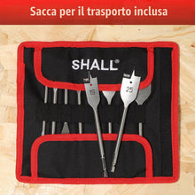 Carica l'immagine nel visualizzatore di Gallery, SHALL- Set di punte piatte per legno, 8 pezzi, codolo esagonale a cambio rapido da 1/4", Ø 6-32 mm, punta da trapano per