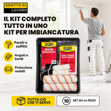 Carica l'immagine nel visualizzatore di Gallery, Fit For The Job Kit di decorazioni per la casa da 10 pezzi, vassoio per pittura e set di rulli con pennello, telo antipo