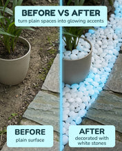 Carica l'immagine nel visualizzatore di Gallery, Ciottoli Luminosi Bianchi 300 Pz Si Illuminano Al Buio Assorbendo Luce Solare Per Sentieri Sicuri e Decorazione Giardino