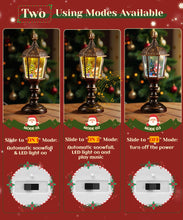 Carica l'immagine nel visualizzatore di Gallery, Auniq Lanterna di Natale a globo di neve con musica, Globo di Neve Natalizio Lanterna Retro Lampione Stradale LED Musicale Babbo Natale e Fiocco di Neve-Lampada di Natali, Luce notturna Natali Regalo