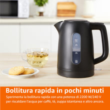 Carica l'immagine nel visualizzatore di Gallery, Amazon Basics Bollitore Elettrico 1,7L, 2200 W, Senza BPA con Base a 360°, Spegnimento Automatico e Filtro Anticalcare E