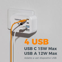 Carica l'immagine nel visualizzatore di Gallery, TESSAN Presa Multipla Salvaspazio da 13A, Multipresa da Parete con 2 USB C