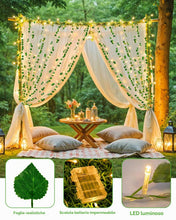 Carica l'immagine nel visualizzatore di Gallery, Dalugo Edera, catena luminosa a batteria, 2 m, 20 LED, edera, artificiale, con catena luminosa interna, verde, con timer
