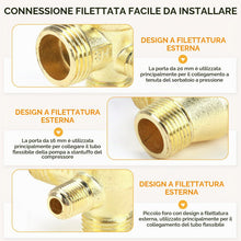 Carica l'immagine nel visualizzatore di Gallery, Valvola di Ritorno a 3 Vie per Compressore con Filettatura 20 * 16 * 10mm, Valvola di Non Ritorno, Pezzo di Ricambio per