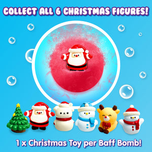 Zimpli Bomba da bagno grande per bambini con sorpresa di Babbo Natale, 6 giocattoli a sorpresa a tema natalizio da collezionare in totale, una per bomba da bagno, regalo di Natale per bambini