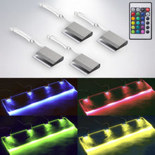 Carica l'immagine nel visualizzatore di Gallery, B.K.Licht Set illuminazione LED per ripiani in vetro, 4 Clip LED RGB, Illuminazione vetrinette, incl. telecomando RGB co