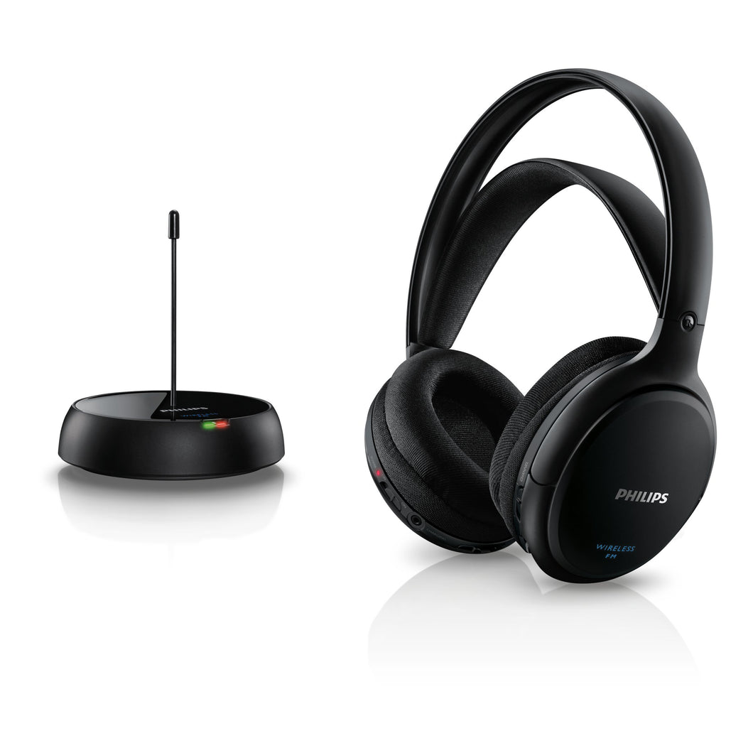 PHILIPS AUDIO SHC5200/10 Cuffie HiFi Wireless Sovrauricolari (32-mm-Driver, Trasmissione FM Wireless, Fascetta con Regolazione Automatica, Design Leggero, Ricaricabile) Nero