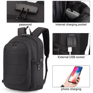 Tzowla Zaino Porta PC Universitari Uomo e Donna,Zaino da Viaggio Impermeabile Antifurto di Ricarica USB e Serratura per Notebook da 15/15,6 Pollici,Zaino da Giorno Sottile Lavoro Business-Nero